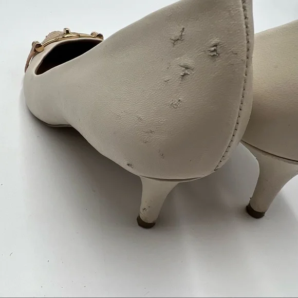 Coach Lauri White/Beechwood Kitten Horsebit Heels - Picture 5 of 7